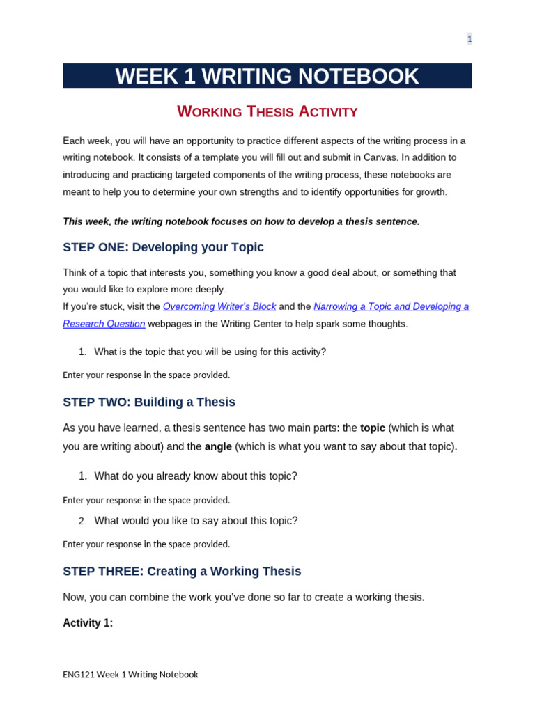 Week+1+Writing+Notebook+Template | PDF | Human Communication