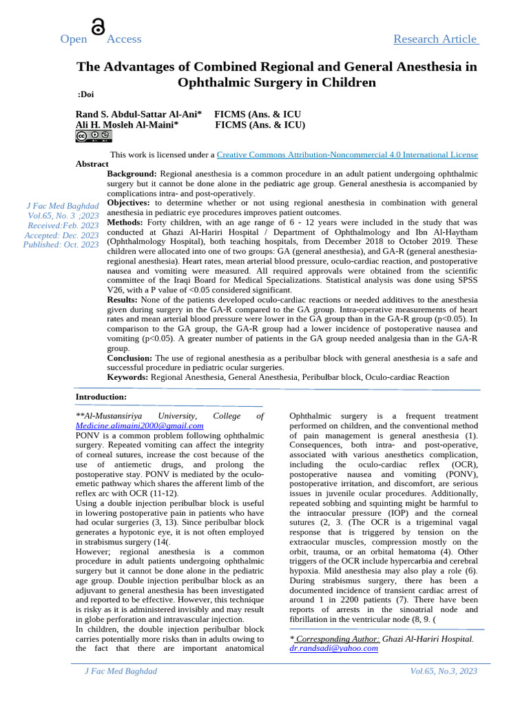Dr+rand+article+final+ (1) 5 | PDF | Anesthesia | Surgery