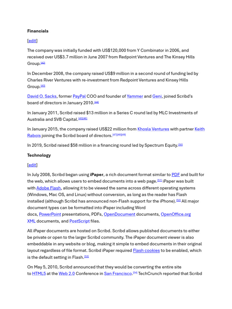 Scribd Funding and Technology Overview | PDF