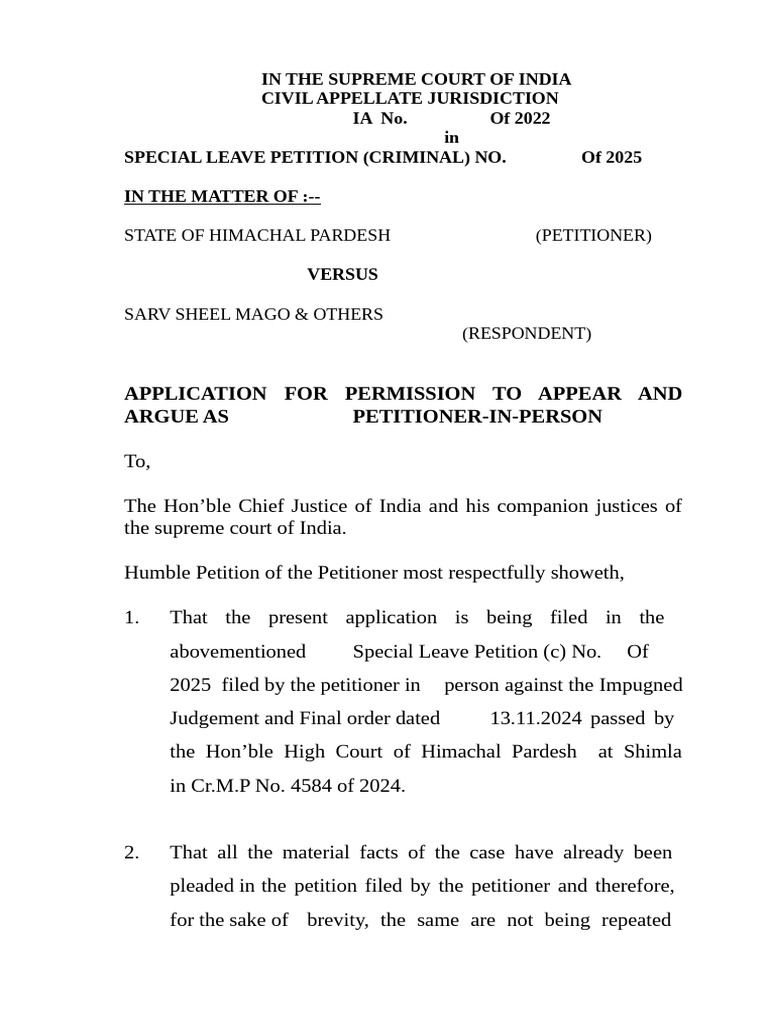 Application for Permission to Appear In-Person | PDF