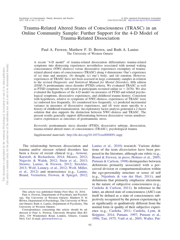 Frewen, Paul A. - Brown, Matthew F. D. - Lanius, Ruth A. - Trauma ...