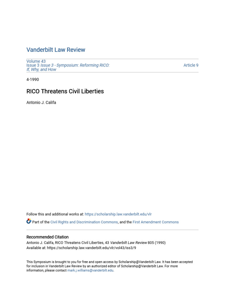 RICO's Impact on Civil Liberties | PDF | Racketeer Influenced And ...