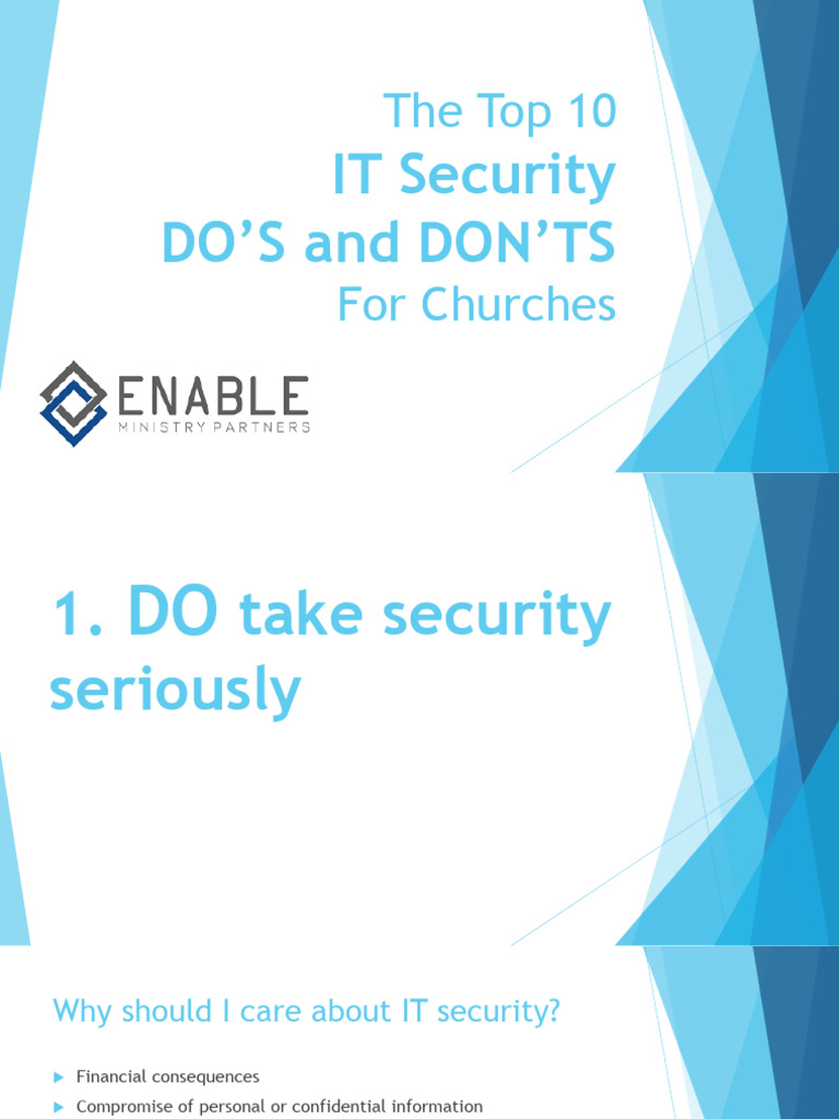 IT Security Tips for Churches: 10 Do's & Don'ts | PDF | Computer ...