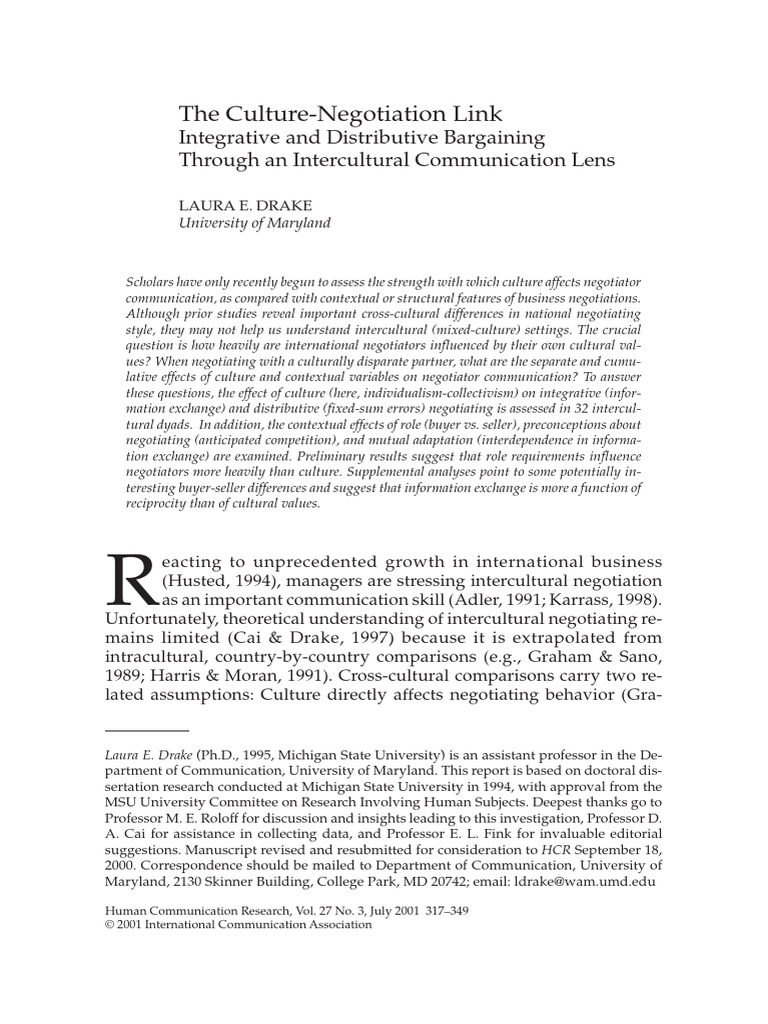 Drake 2001 | PDF | Negotiation | Structural Equation Modeling