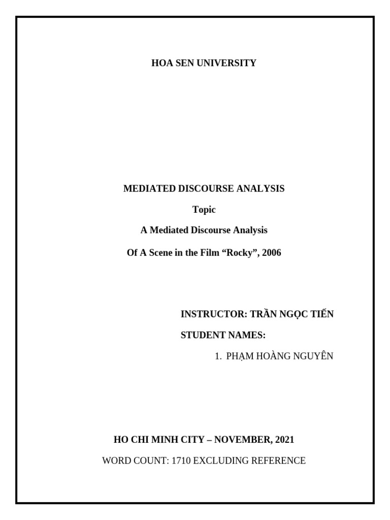 Mediated Discourse Analysis of "Rocky" | PDF | Discourse | Human ...