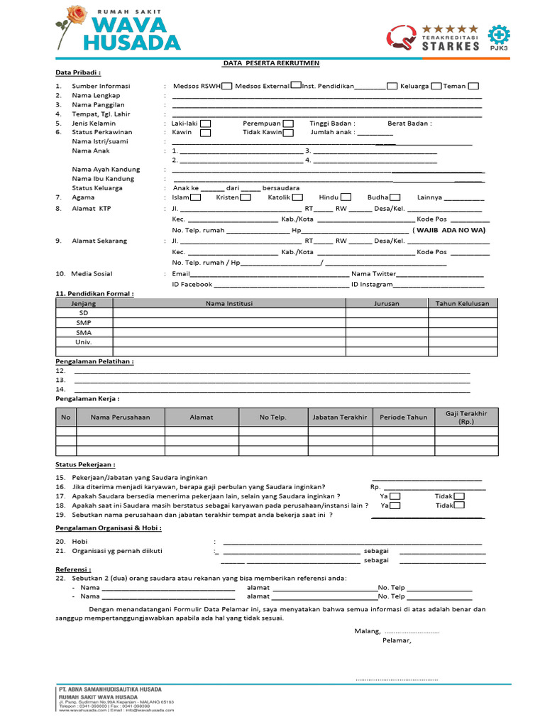 Formulir Data Rekrutmen Karyawan | PDF