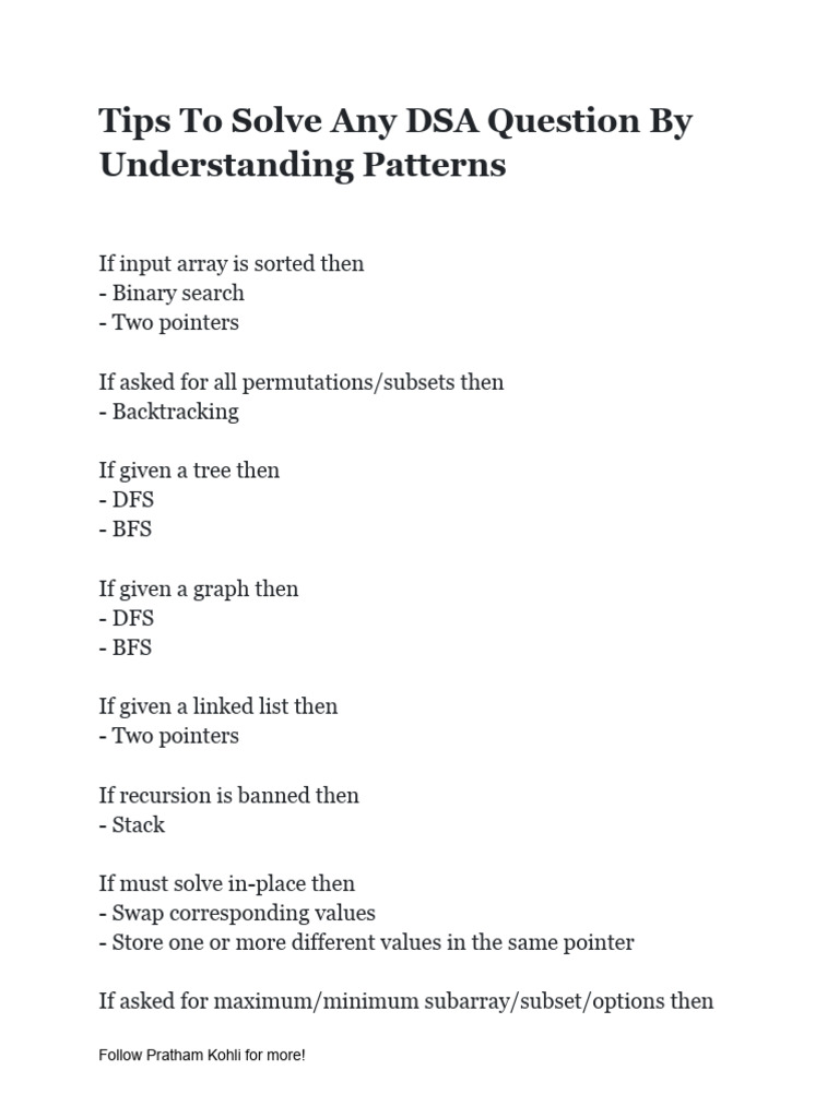 Tips To Solve Any DSA Question By Understanding Patterns (1) | PDF