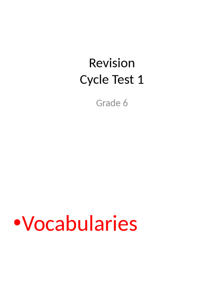 Revision Grade 6 Cycle Test 1 Pdf Stress Linguistics Textiles