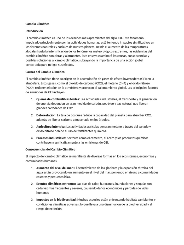Causas y soluciones del cambio climático | PDF | Gases de efecto ...