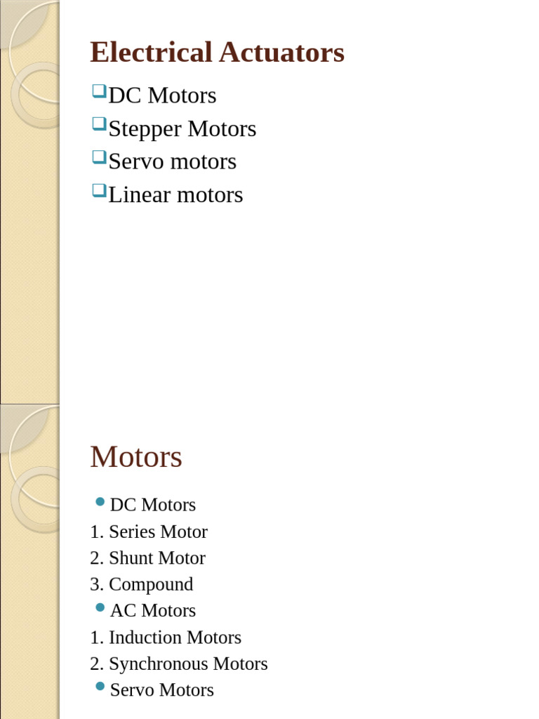 Electric Actuators - Unit 4 | PDF | Electric Motor | Servomechanism