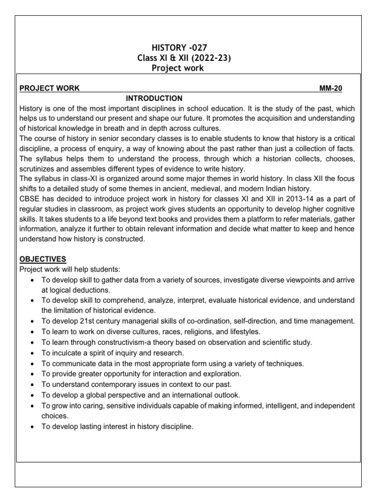 History Project | PDF | Teachers | Inquiry