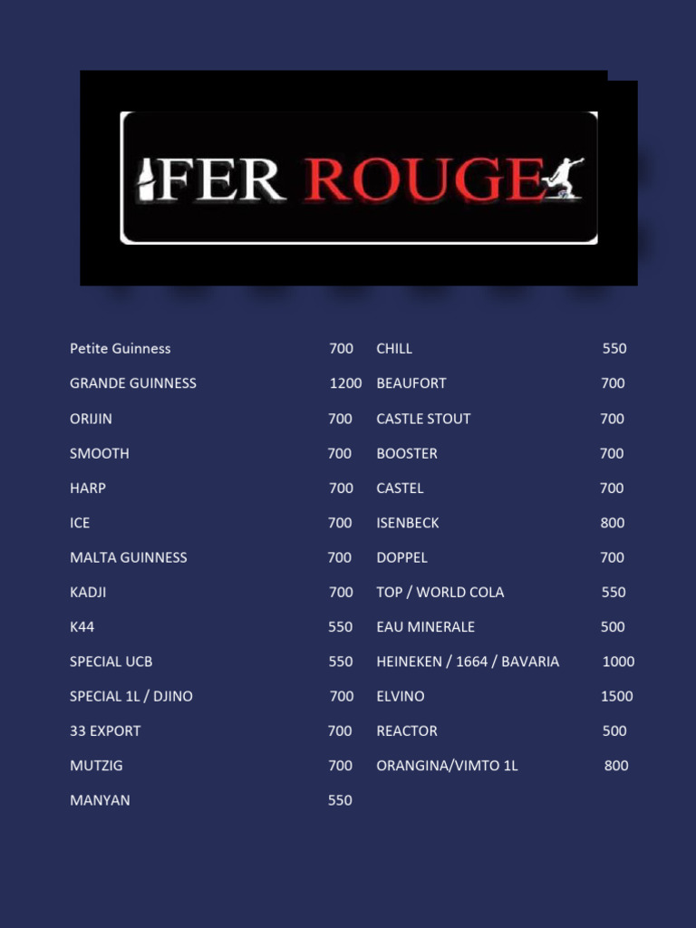 Menu Fer Rouge | PDF