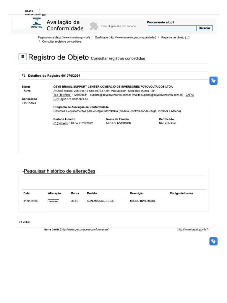 Registro Inmetro 001070-2024 | PDF