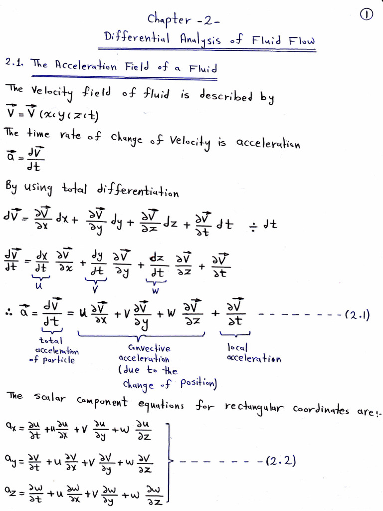 Fluid Velocity and Acceleration Analysis | PDF