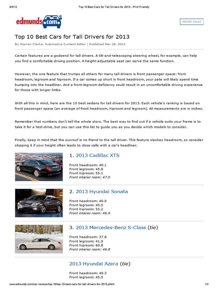 Sitemapcdatahttpswudinf Inetcomworst Cars For Tall Drivers
