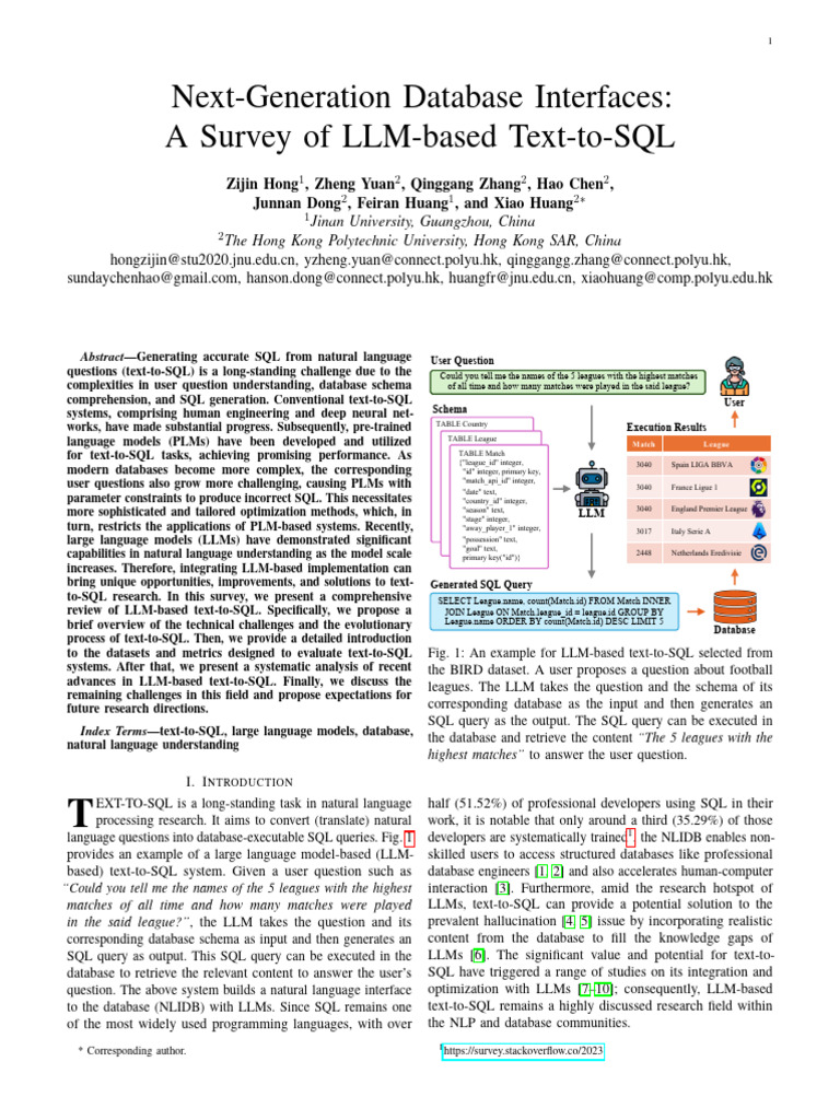 LLM-Based Text-to-SQL Survey | PDF | Databases | Sql