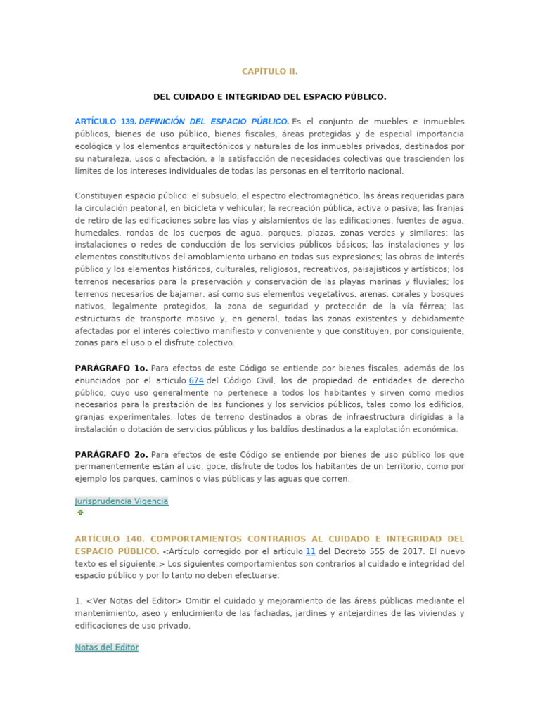 Ley 1801 de 2016: Espacio Público | PDF | Multa (pena)