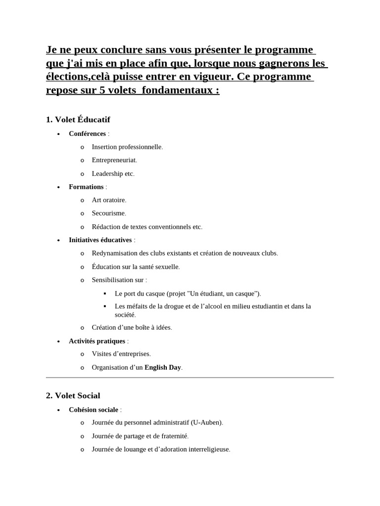 Programme de Campagne Électorale 2024 | PDF