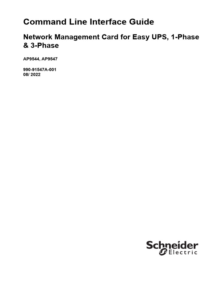 Command Line Interface Guide: Network Management Card For Easy UPS, 1 ...