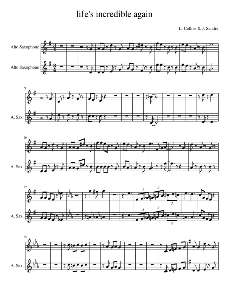 Life S Incredible Again Pdf Saxophone Woodwind Instruments