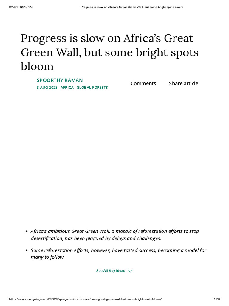 Great Green Wall: Progress and Challenges | PDF | Natural Environment