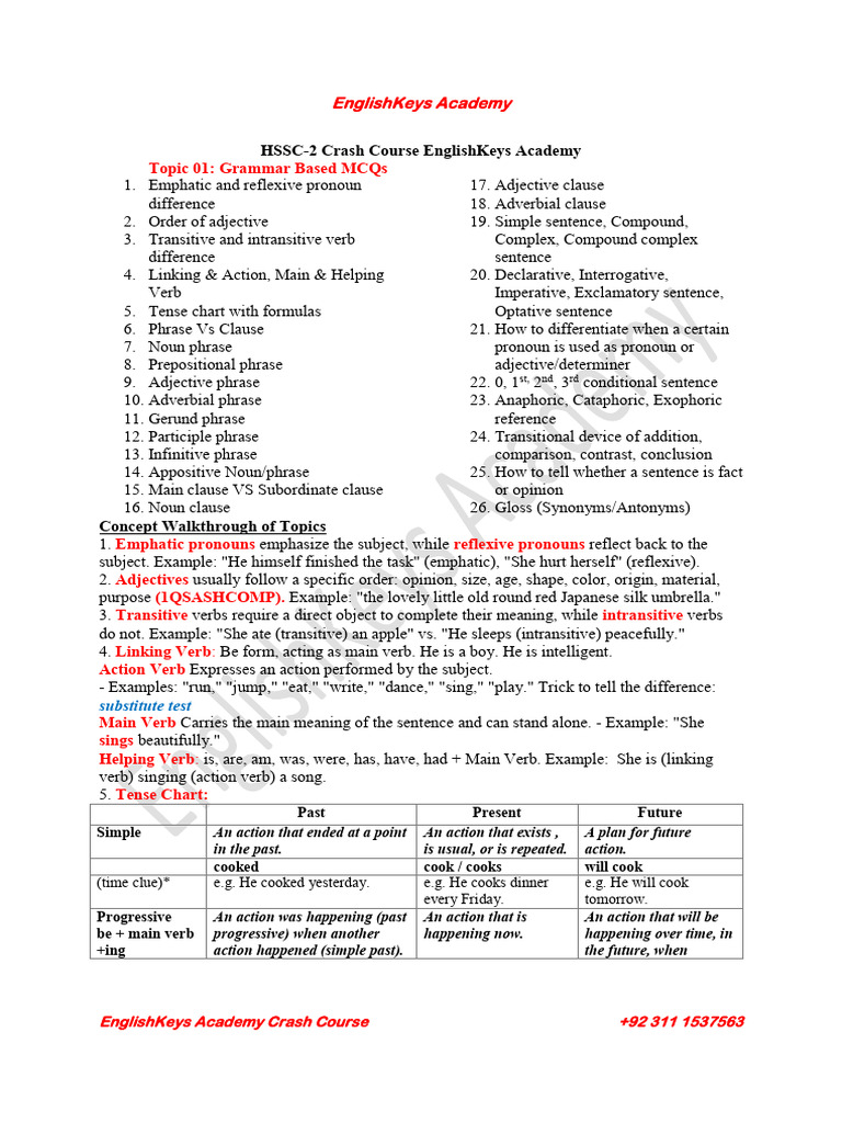 Grammar and Comprehension Essentials | PDF | Verb | Adjective
