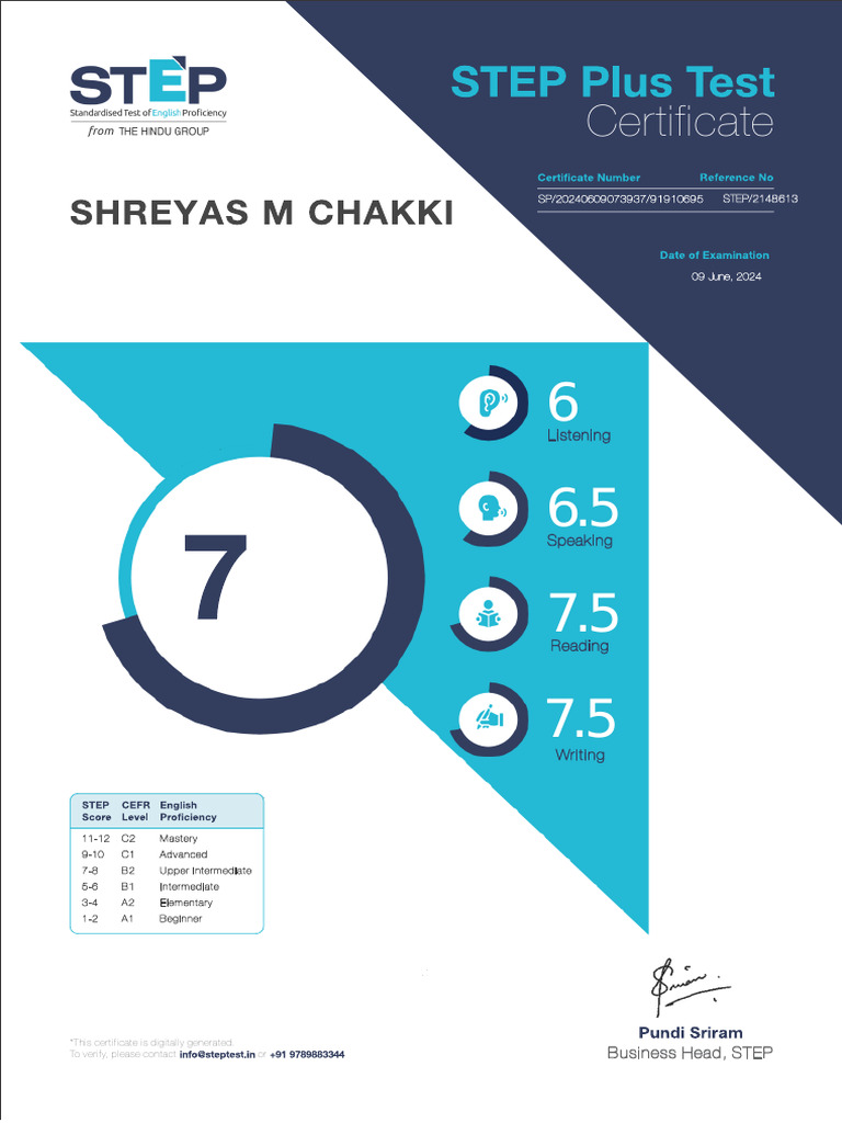 STEP English Proficiency Certificate | PDF