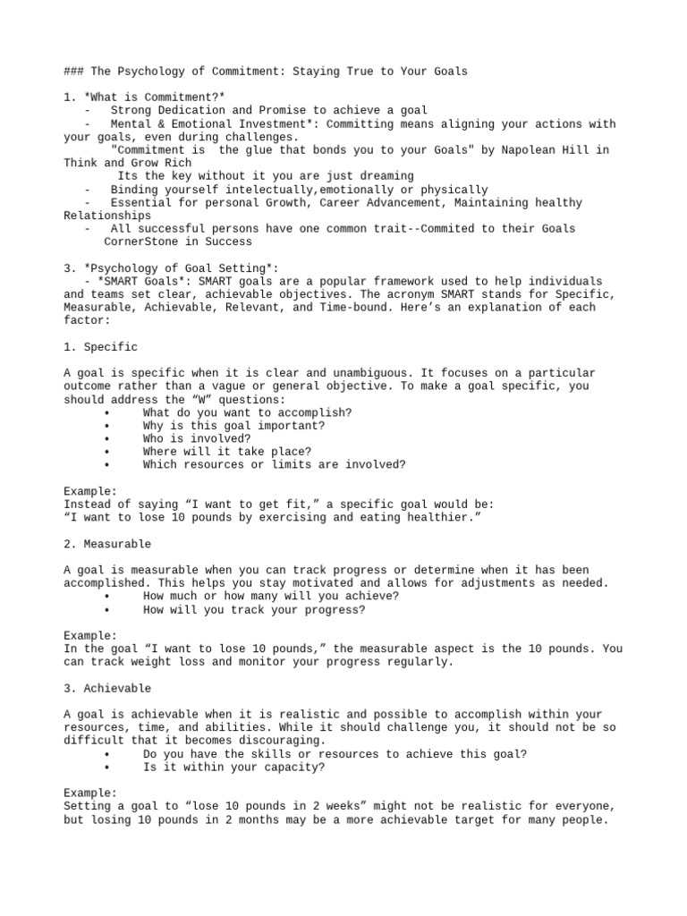 The Psychology of Commitment to Goals | PDF | Goal | Disciplines