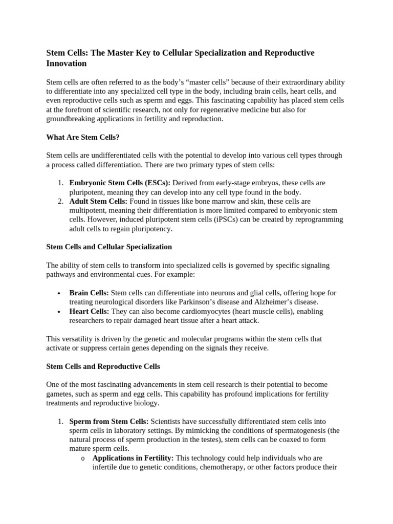 Stem Cells Pdf Stem Cell Cell Potency