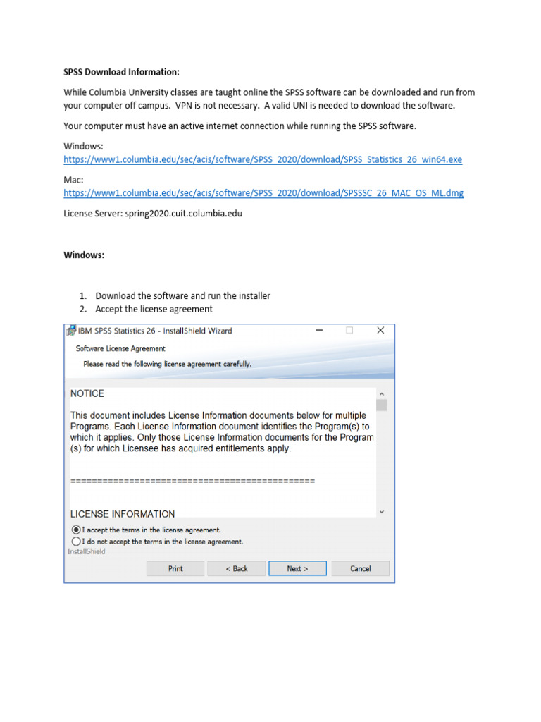 SPSS Installation Guide for Columbia Users | PDF