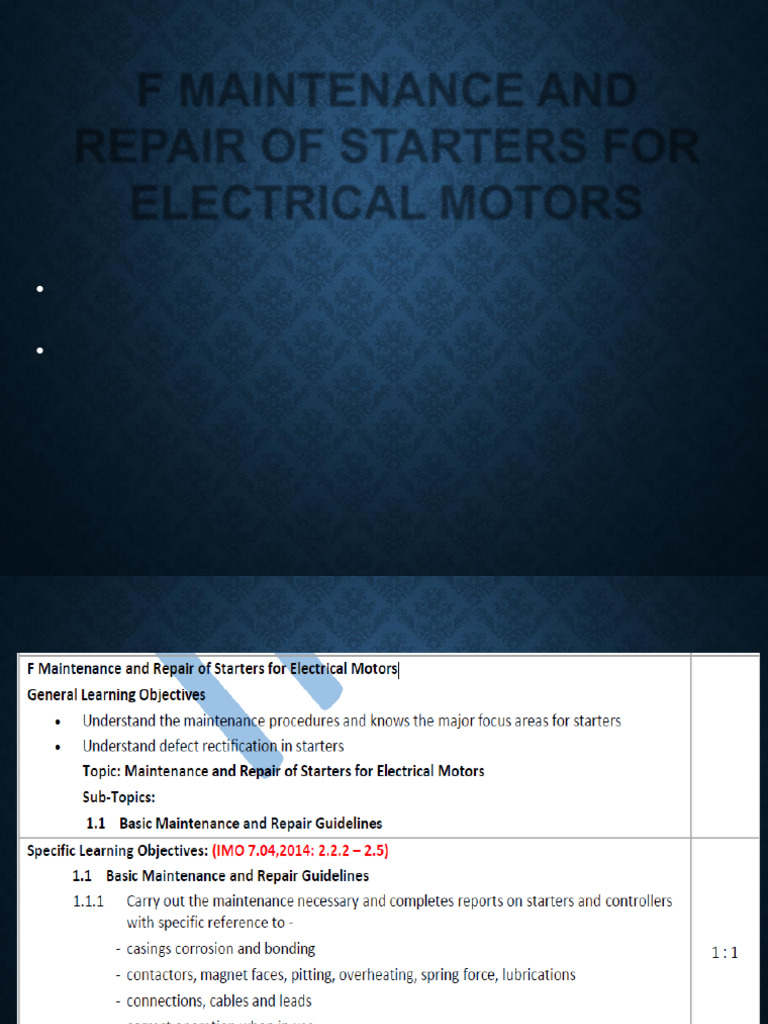Electrical Motor Starter Maintenance Guide | PDF | Switch ...