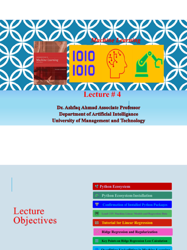 4-MS Machine Learning Week 4 Lecture # 4 | PDF