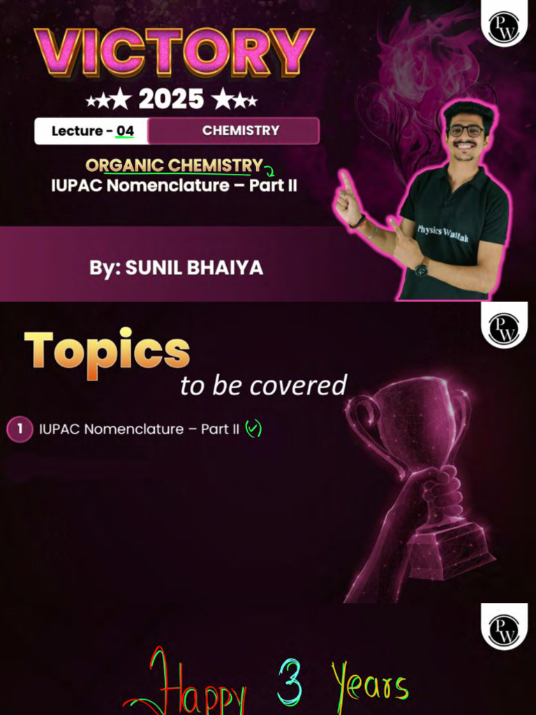 Organic Chemistry 04 - Class Notes - Victory 2025 | PDF