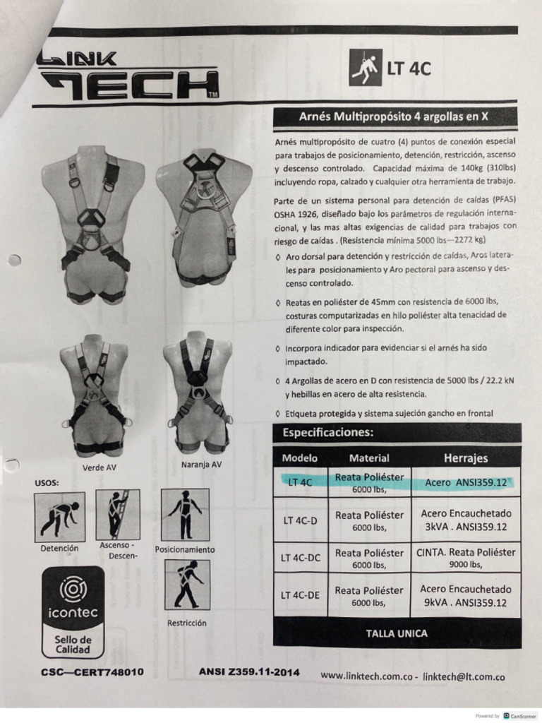 Ficha Técnica Arnés Link Tech Serie 410024070073 | PDF