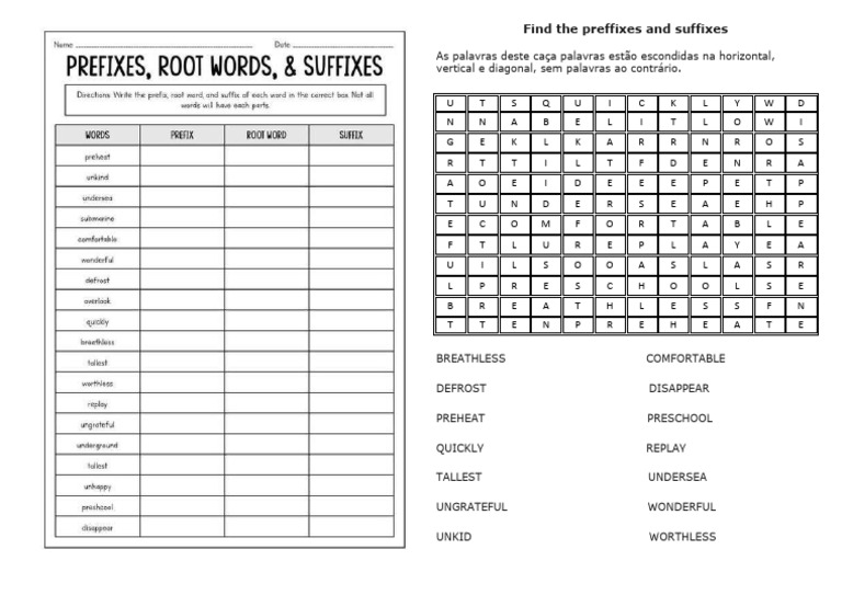Find The Preffixes and Suffixes | PDF