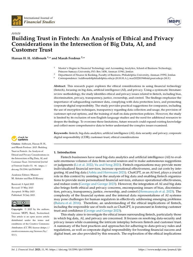 Building Trust in Fintech An Analysis of Ethical A | PDF | Systematic ...