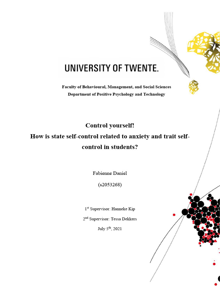 Daniel - F Anxiety Concept | PDF | Self Control | Self-Management