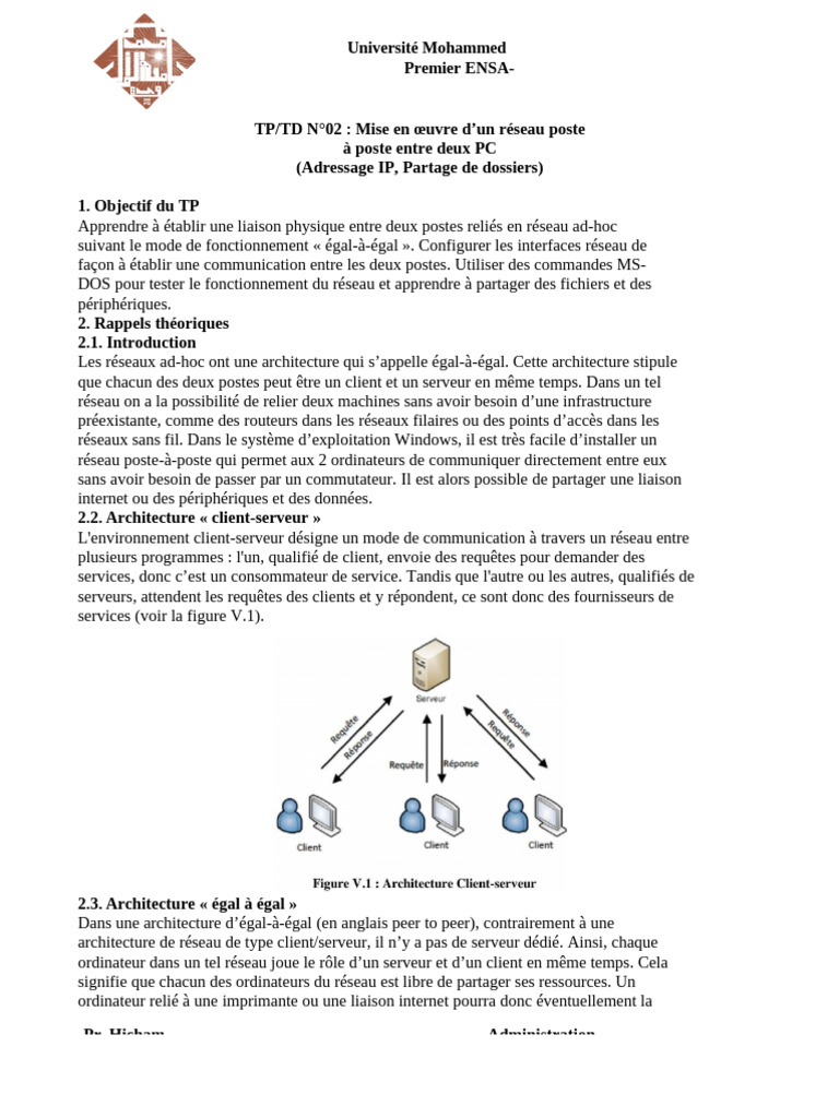 Réseau Poste-à-Poste : Guide Pratique | PDF | Client–serveur | Serveur ...