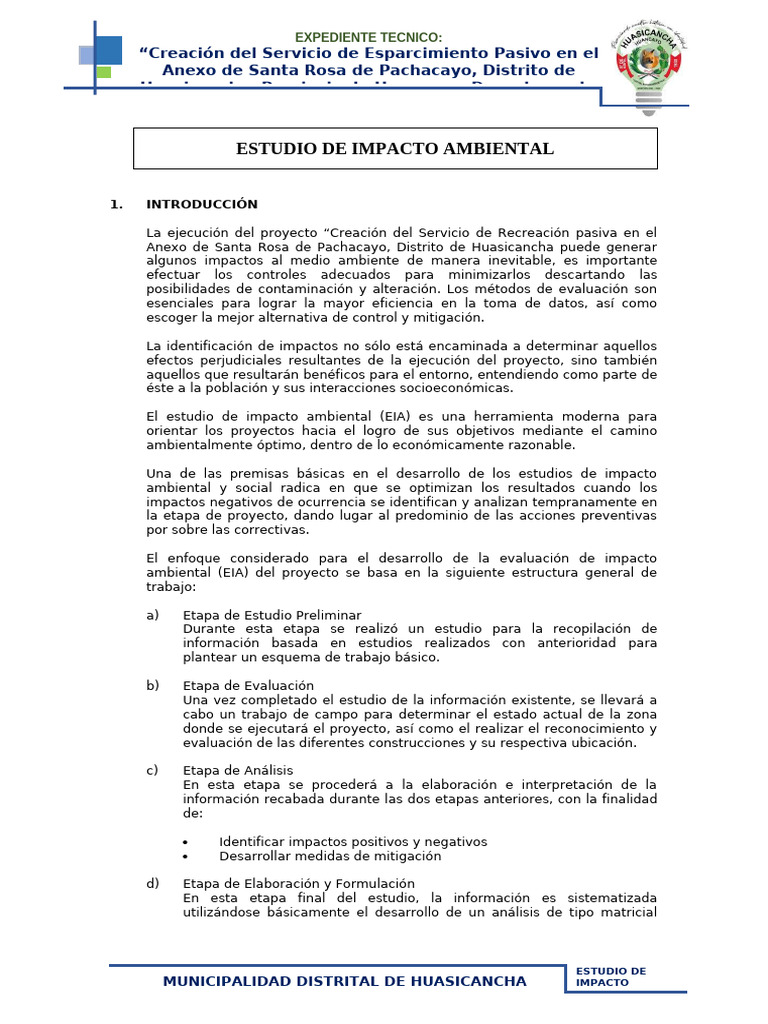 Evaluación de Impacto Ambiental | PDF | Evaluación de impacto ambiental ...