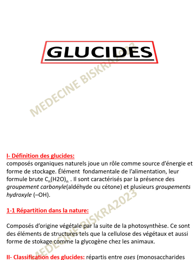 Définition et classification des glucides | PDF | Glucide | Amidon