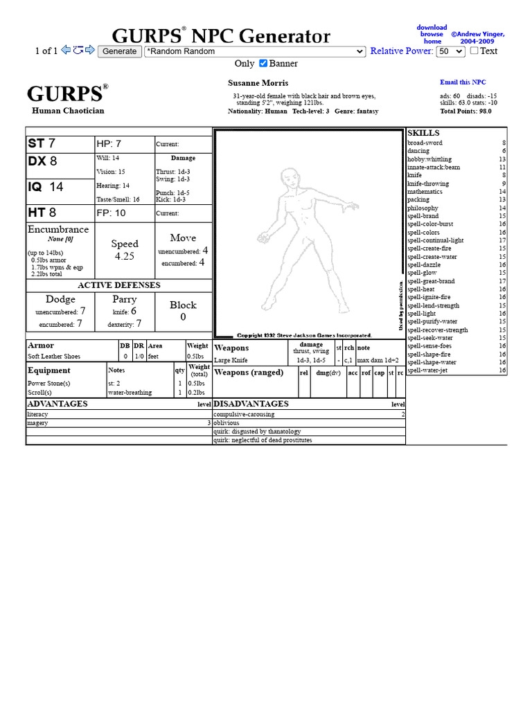 NPC Character Generator for Fantasy RPGs | PDF | Hobbies | Gaming