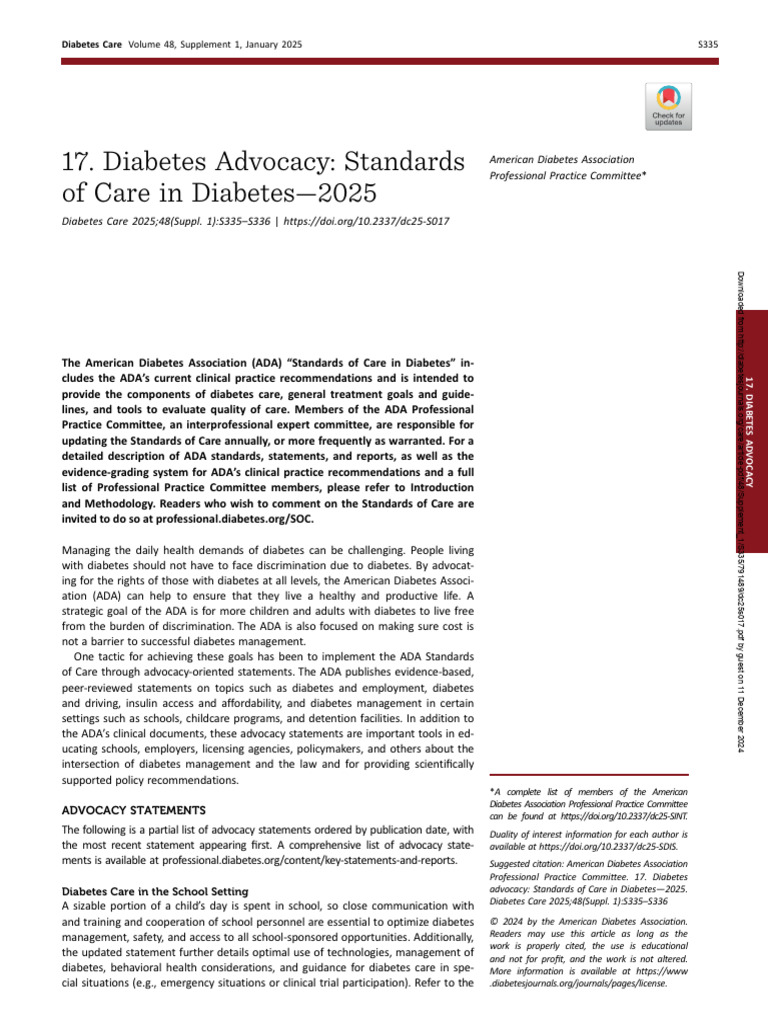 Diabetes Advocacy: Standards of Care in Diabetes 2025: American ...
