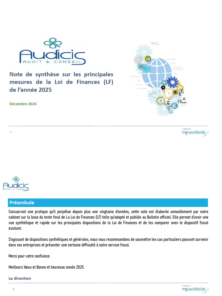 Synthèse des mesures LF 2025 | PDF | Retraite | Taxe sur la valeur ajoutée