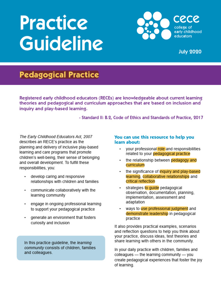 Pedagogical Practice Guidelines for RECEs | PDF | Pedagogy | Learning