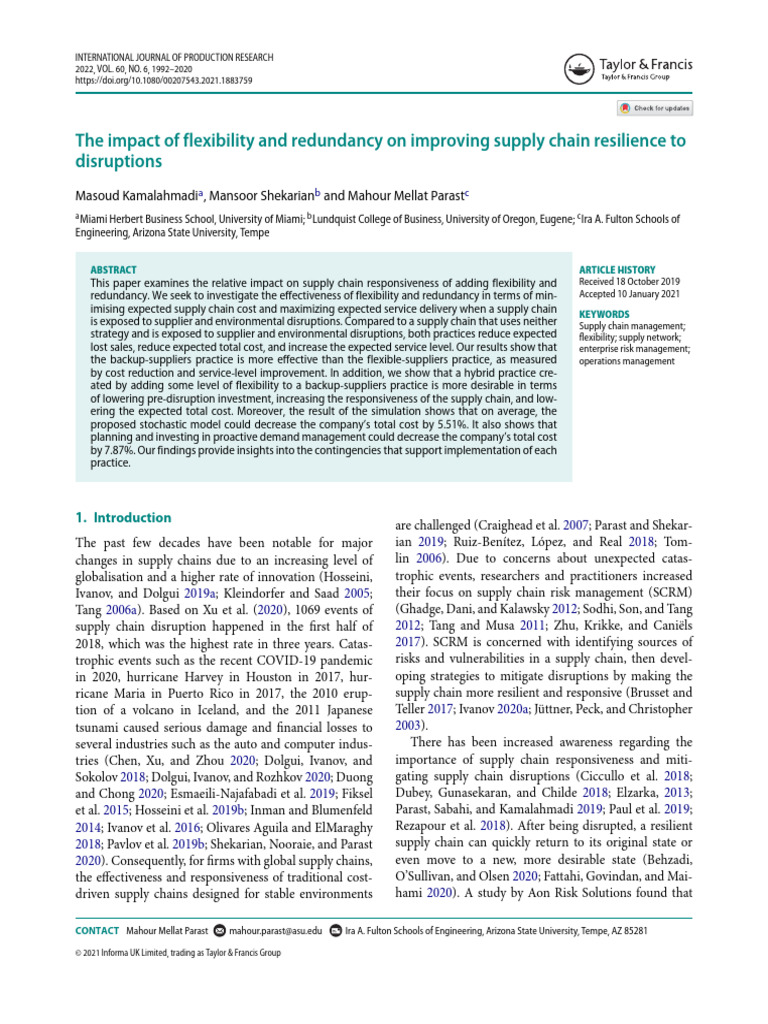 Enhancing Supply Chain Resilience | PDF | Supply Chain | Business