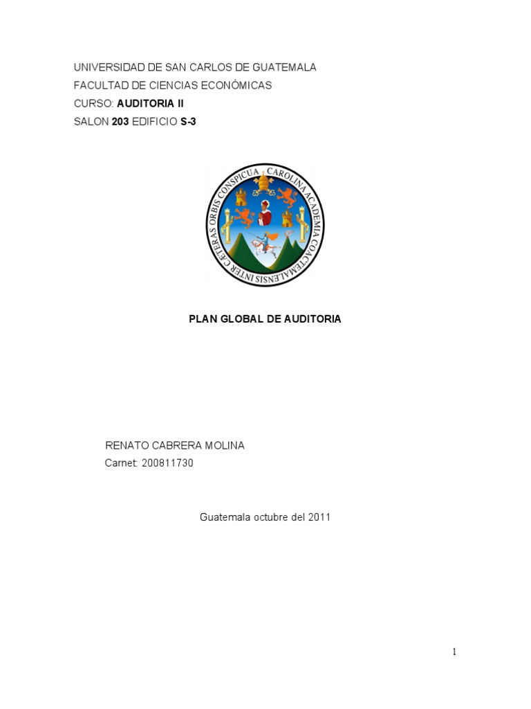 Plan Global de Auditoria | PDF | Auditoría financiera | Planificación