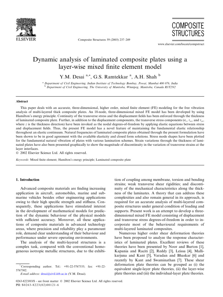 Dynamic Analysis of Composite Plates | PDF | Stress (Mechanics ...