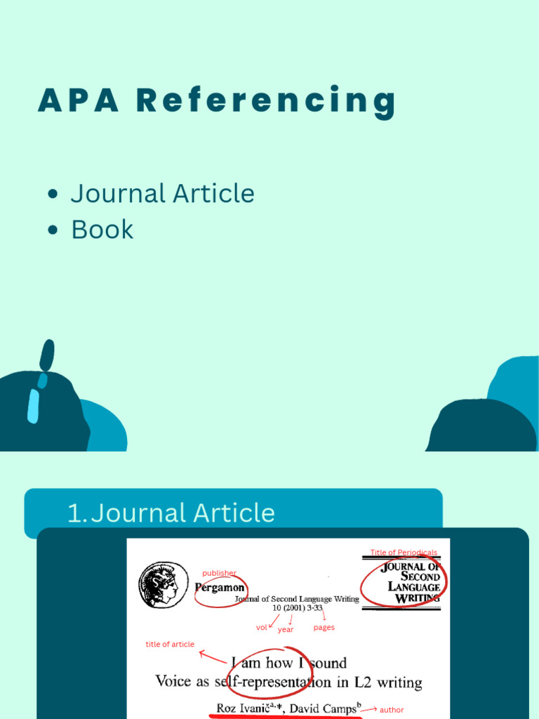 APA Referencing Guide for Articles and Books | PDF | Writing | Linguistics