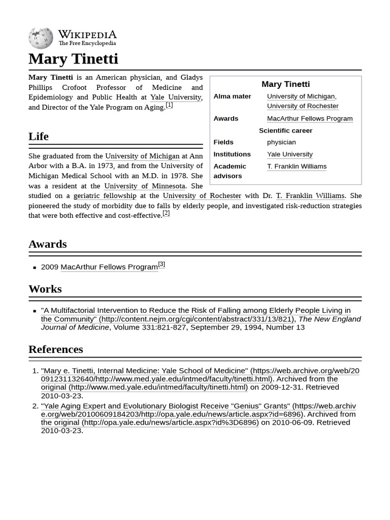 Mary tinetti pdf medicine health care