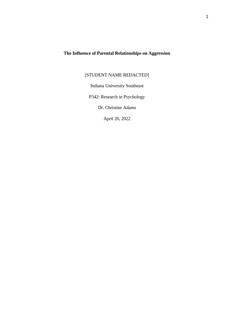 Parental Bonds and Adult Aggression Study | PDF